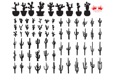 SVG cut file,Black silhouettes of different cactus, vector illustratio