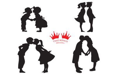 Romantic couples silhouettes,Kiss of love, SVG cut file, Cricut file,