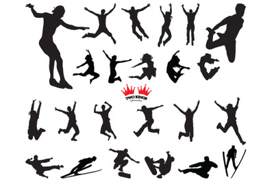 Silhouettes of people jumping.SVG file for cricut, Instant download, B