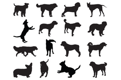 Dogs SVG cut files,silhouettes of different breeds of dogs SVG. Set of