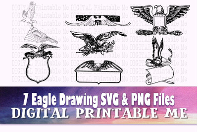 Eagle SVG, patriotic line art frame drawing PNG, bald eagle clip art p