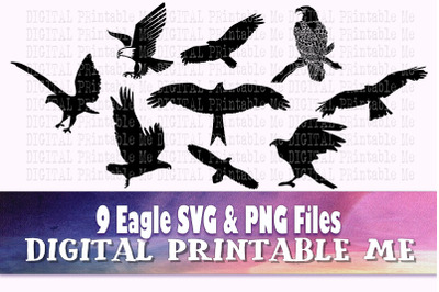 Eagle SVG, silhouette PNG, American bald eagle, Clip Art Pack ,7 Image