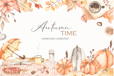 Autumn time Watercolor collection