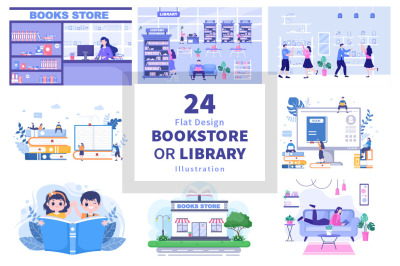 24 Bookstore or Library Illustration