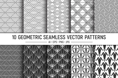 10 Art deco seamless patterns
