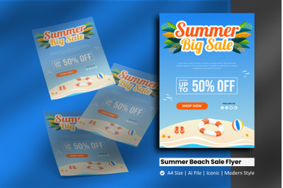 Summer Beach Sale Flyer Brochure Template