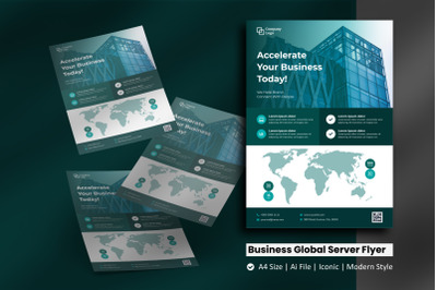 Business Global Server Flyer Brochure Template