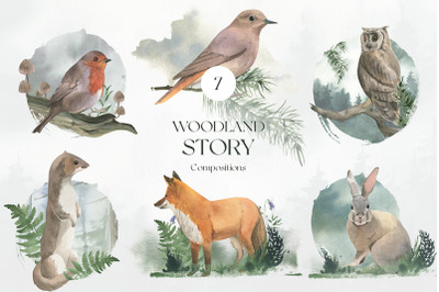 Woodland Story Watercolor Compositions