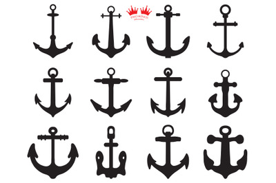 Instant download!!On Sale!! Anchor black icons set isolated