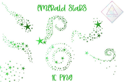 Emerald Swirling Stars Clipart