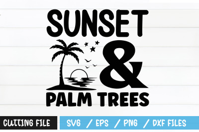 Sunset &amp;amp; palm trees svg