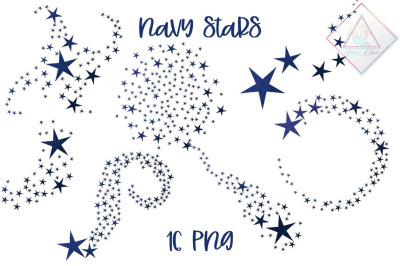 Navy Swirling Stars Clipart