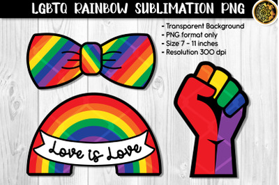 LGBTQ Pride Rainbow Sublimation PNG Set 3 Designs