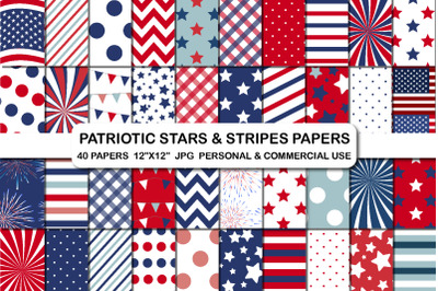 USA Patriotic Digital Papers , July 4th Digital Papers, Independence D