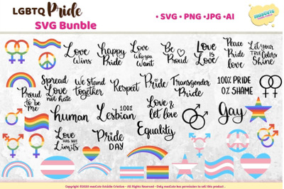 LGBTQ Pride Rainbow  SVG Bundle, gay pride stickers