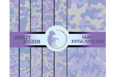 Seamless patterns, Digital paper pack, Instant download, Camo pattern
