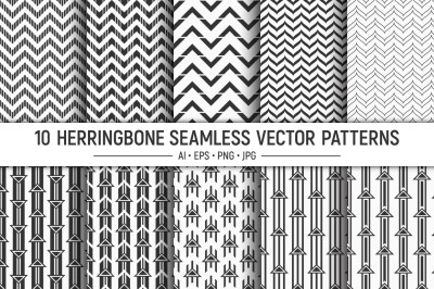 10 seamless arrows patterns. Herringbone structure.