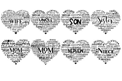 Heart Word Art BUNDLE - SVG Cut Files