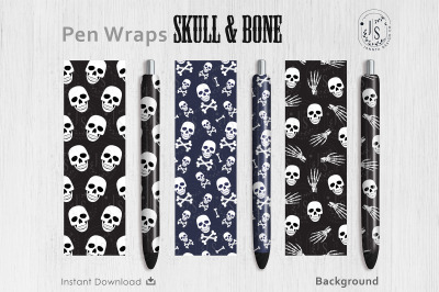 Skull and Bone Pen Wraps PNG File Set