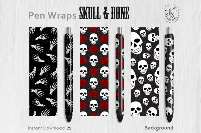 Skull and Bone Pen Wraps PNG File Set