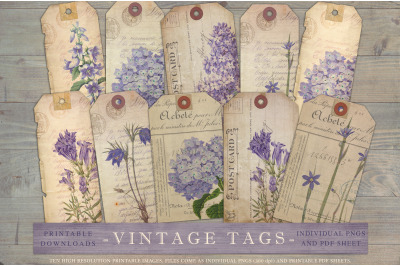 Vintage botanical bag tags