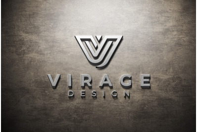 3D Logo Mockup Metallic Textured Logo