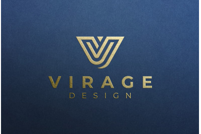 Logo Mockup Foil Stamping Gold Logo on Deep Blue Paper