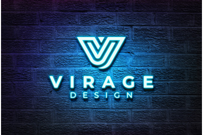 Logo Mockup Neon Logo Signage on Brick Wall