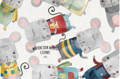 Watercolor Mouse Clipart | Set of 8