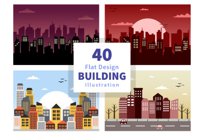 40 Buildings Background Illustration