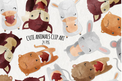 Watercolor Cute Animals | Set of 24