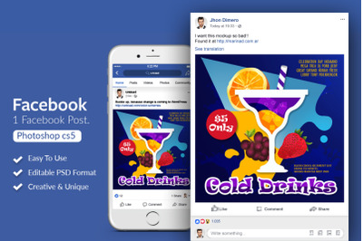 Cold Drinks Facebook Post Banner