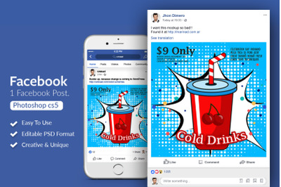 Cold Drinks Facebook Post Banner