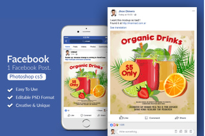 Fresh Juices Ads Facebook Post Banner