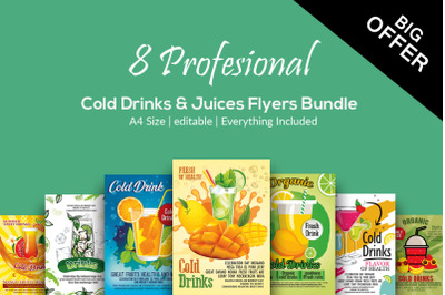 Fresh Organic Juices 8 Flyers Bundle