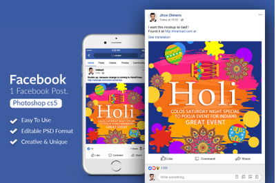 Happy Holi Indian Festival FB Post