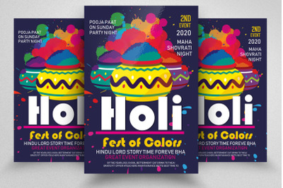 Happy Holi Indian Festival Flyer