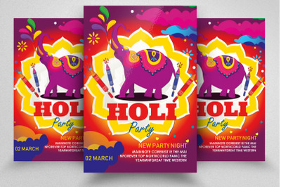 Happy Holi Party Flyer Template