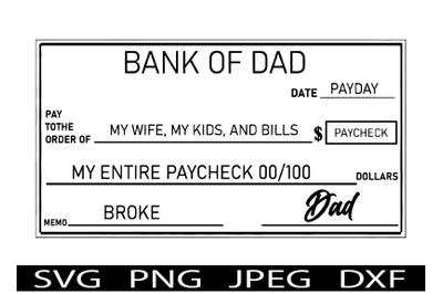 Bank of Dad Fathers Day SVG T-Shirt Design