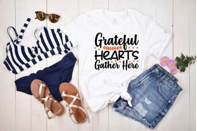 grateful hearts gather here svg design