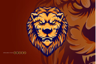 Lion Head Vintage Mascot Cartoon Svg