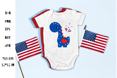 Baby Dinosaur SVG. Baby Patriotic. First 4th of July SVG