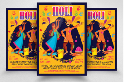 Happy Holi Event Flyer Template