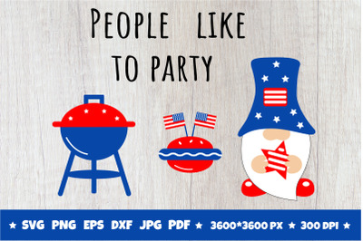 Patriotic Gnomes SVG. BBQ SVG. 4th of July Quote SVG