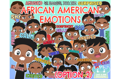 African American Kids Emotions (Option 2) Clipart