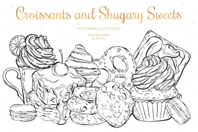 Croissants and Shugary Sweets Illustrations