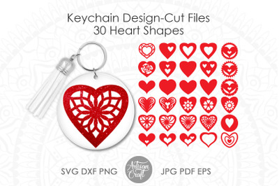 Keychain designs, Heart shapes, SVG PNG