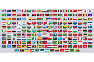 National flags. World countries flag emblems&2C; europe&2C; asia&2C; south and