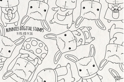 Bunny SVG Digital Stamps | Set of 14