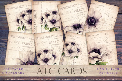 Anemone vintage ATC cards